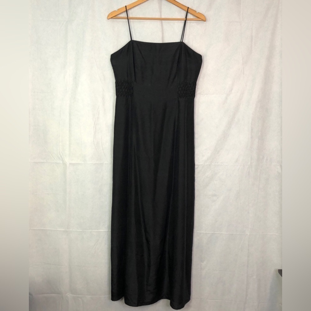 Ann Taylor Woman’s Silk Black Shoulder Strap Slip Evening Gown Dress Size 8